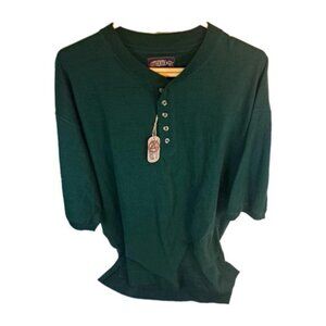 Authentic GFC Vintage 90s Denim Collar Green Mens Polo Shirt Large NWT